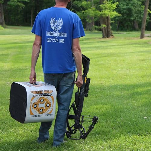Image of Black Hole 4-Sided Archery Target, Uses Friction Not Force to Stop All Field Points and Broadheads, Open-Face Layered Design, Lightweight and Carry Strap for Portability