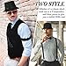 Neer 1920s Men Costume Accessories Outfit with Gangster Vest Hat Vintage Pocket Watch Bow Tie Suspenders Accessories(X-Large,Black)