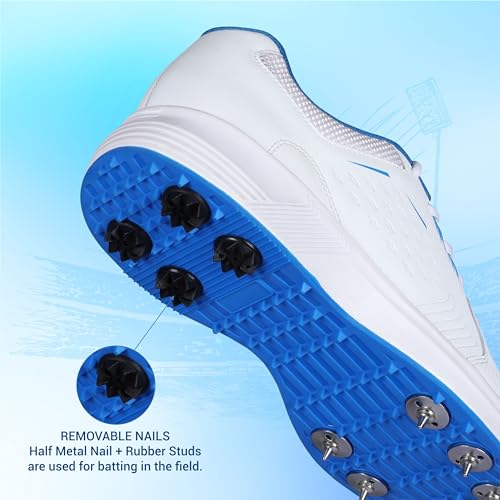 Image of Aivin Super King Cricket Shoes for Men I Mesh & Synthetic Upper| Removable Spikes Suitable for Bowling and Batting