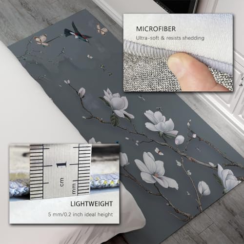 Tapis de salon gris anthracite créez un cocon de douceur avec fleurs - 6