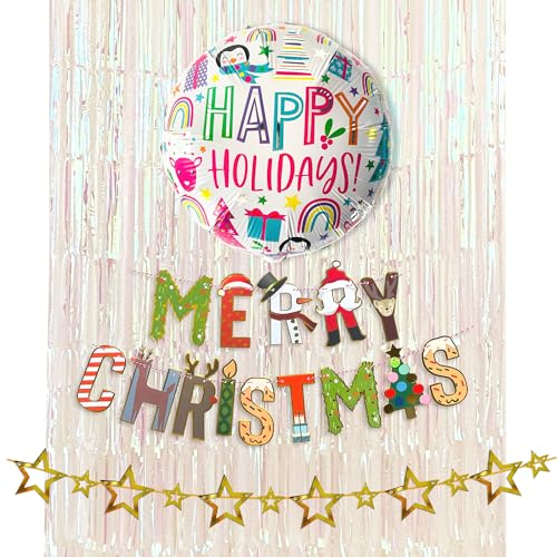 CHASE Partylife クリスマス 飾り バルーン クリスマス風船 パーティー ガーランド クリスマスツリー バナー タッセルカーテン サンタクロース 雪 Merry Christmas X'Mas 室内装飾 アクセサリー 飾り付けセット (Hap