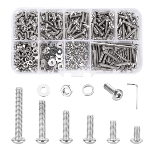 500 Stück M3 Schrauben und Muttern set, Sechskantschrauben...