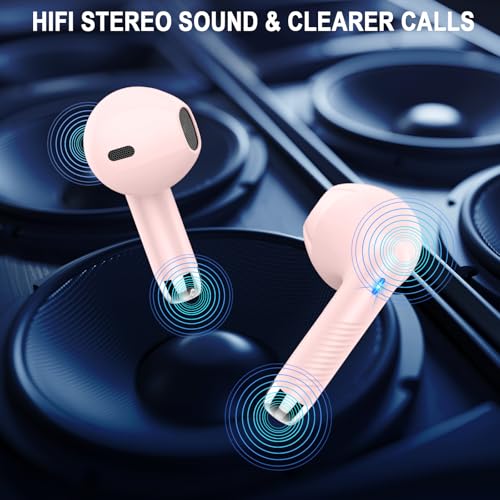 Image of Jxrev Wireless Earbuds, Bluetooth 5.4 Earbuds Stereo Bass, Bluetooth Headphones in Ear Noise Cancelling Mic, USB C Sports Earphones IP7 Waterproof, 40H Playtime Mini Charging Red