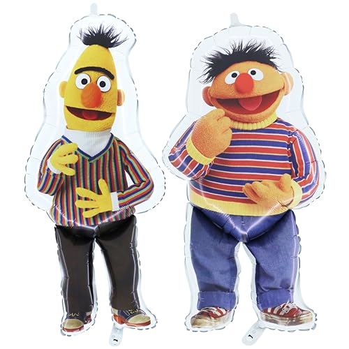 Toyland® Set of 2 Sesame Street Bert and Ernie Foil Balloons - Bert (81 cm) and Ernie (71 cm) - Children's Party Decorations