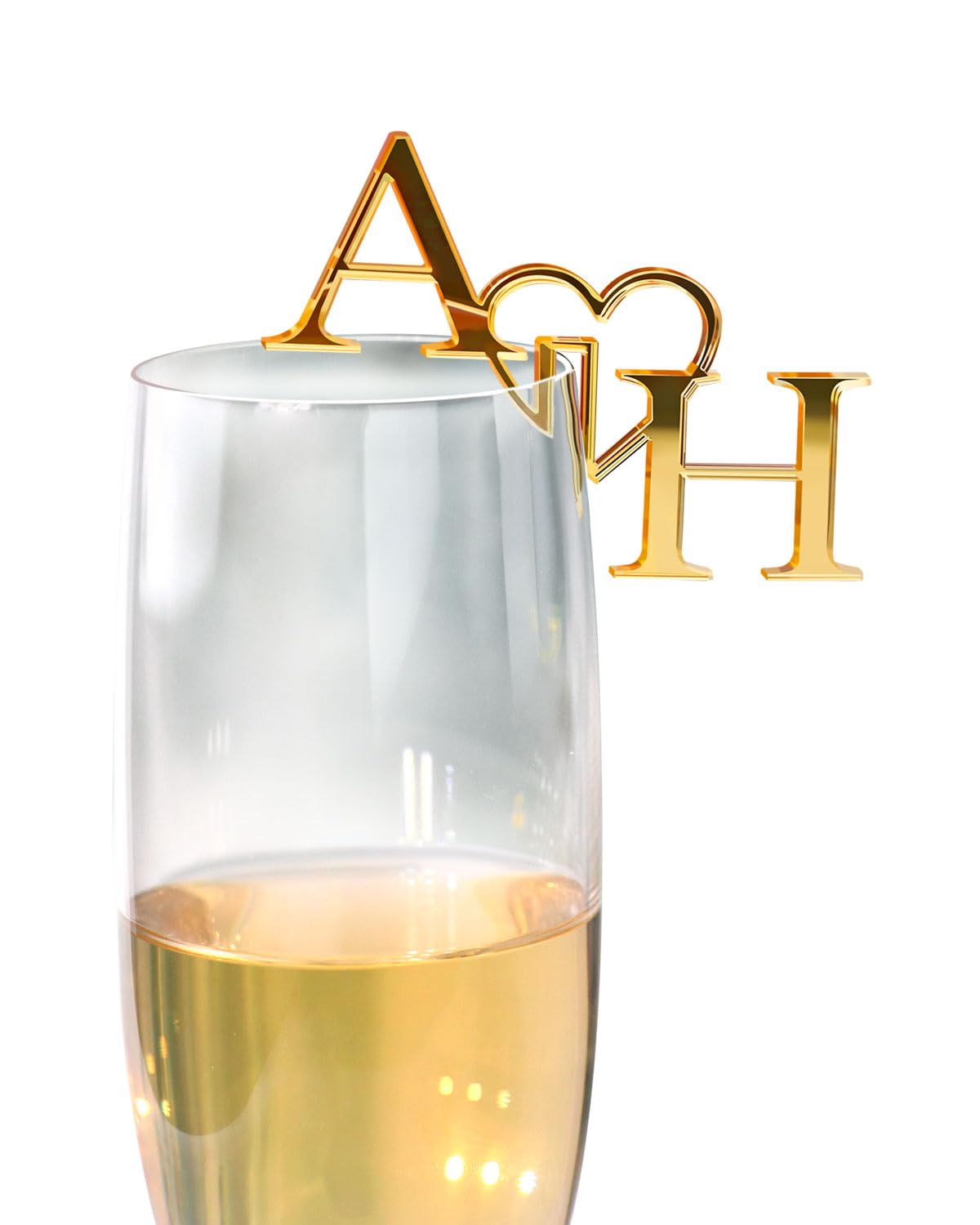 10Pcs Personalized Initial Drink Tags,Custom Acrylic Wine Charm,Cocktail Sign and Glass Toppers for Wedding,Anniversary (Style1)