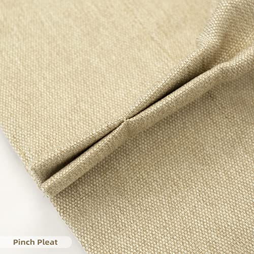 DriftAway Pinch Pleat Valance for Kitchen Window Blackout Faux Linen Textured Solid Beige Valance for Living Room 16 Inch Farmhouse Linen Curtain Valance Window Treatment Back Tab 52x16 Beige - Thumbnail 3