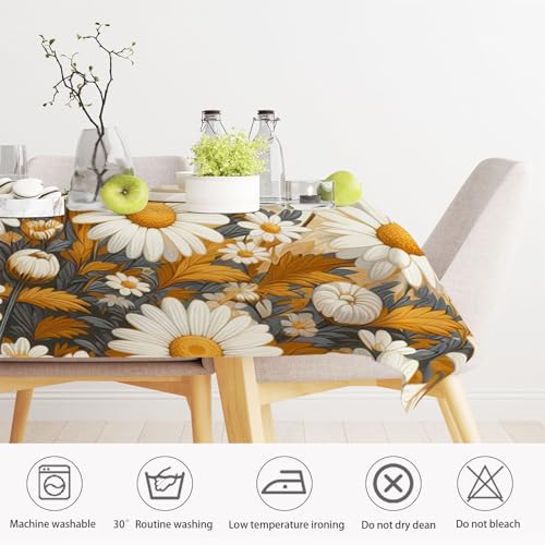 Nappe polyester chrysanthème anti tache pour table facile d'entretien
