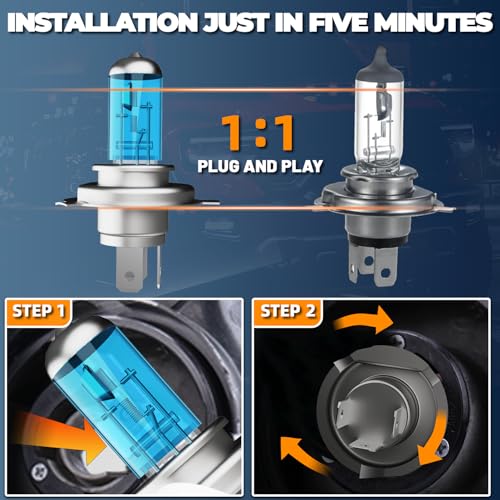 Image of Headlight Bulbs Compatible With Nissan Maxima 2000-2001 2019, H4 /9003 /HB2 High Low Beam Headlights Halogen Light Bulb, Super Bright 6000K White, Plug and Play, Pack of 2