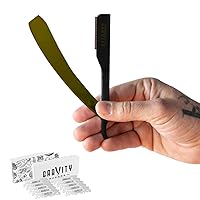 Vista 15 de GRAVITY RAZORS Kit profesional de maquinilla de afeitar recta, ultra exposición, incluye 10 cuchillas premium, 0.079 in expuestas, algodón de azúcar