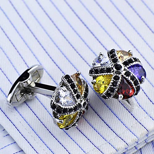 Mancuernillas Daesar de cobre para hombre corona plateadas miniatura 2