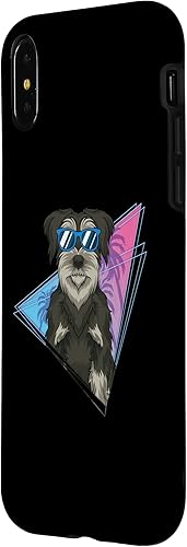 Miniatura 2 de Funda para iPhone XXS Palmeras Synthwave para amantes de los perros, Tropical Vaporwave Schnauzer