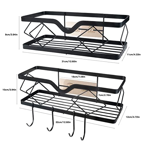Kadolina 2 Pack Adhesive Shower Caddy Bathroom Shelf, Stainless Steel Shower Organizer Shower Shelves For Inside Shower No Drilling Rustproof Conditioner Shampoo Storage Holder(Black) #TOP6