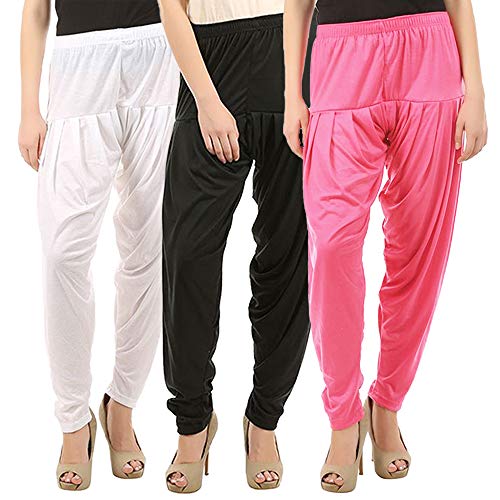 Image of Buy That Trendz Patiala Pants for Women 3 Combo Womens Viscose Relaxed Pants Pack of 3