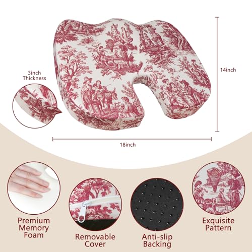 Image of Tailbone Pain Relief Cushion, Memory Foam Seat Cushion for Coccyx Sciatica Pain Pressure Relief Office Desk Chair