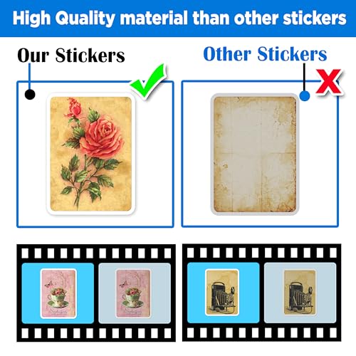Image of Aesthetic Vintage Vinyl Journal Stickers for Phone Case, Laptop, Notebook, Dairy, Water Bottle, Etc Self-Adhesive Stickers Set of 50 Glossy and Waterproof Stickers (Vintage Theme, 23 cms)