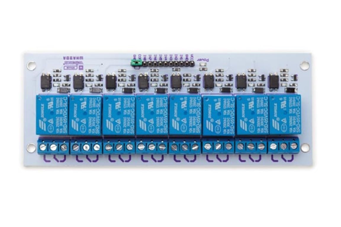ລຸ່ມ view of the Whadda WPM436 8-channel relay board, showing solder points, traces, and the Whadda logo.