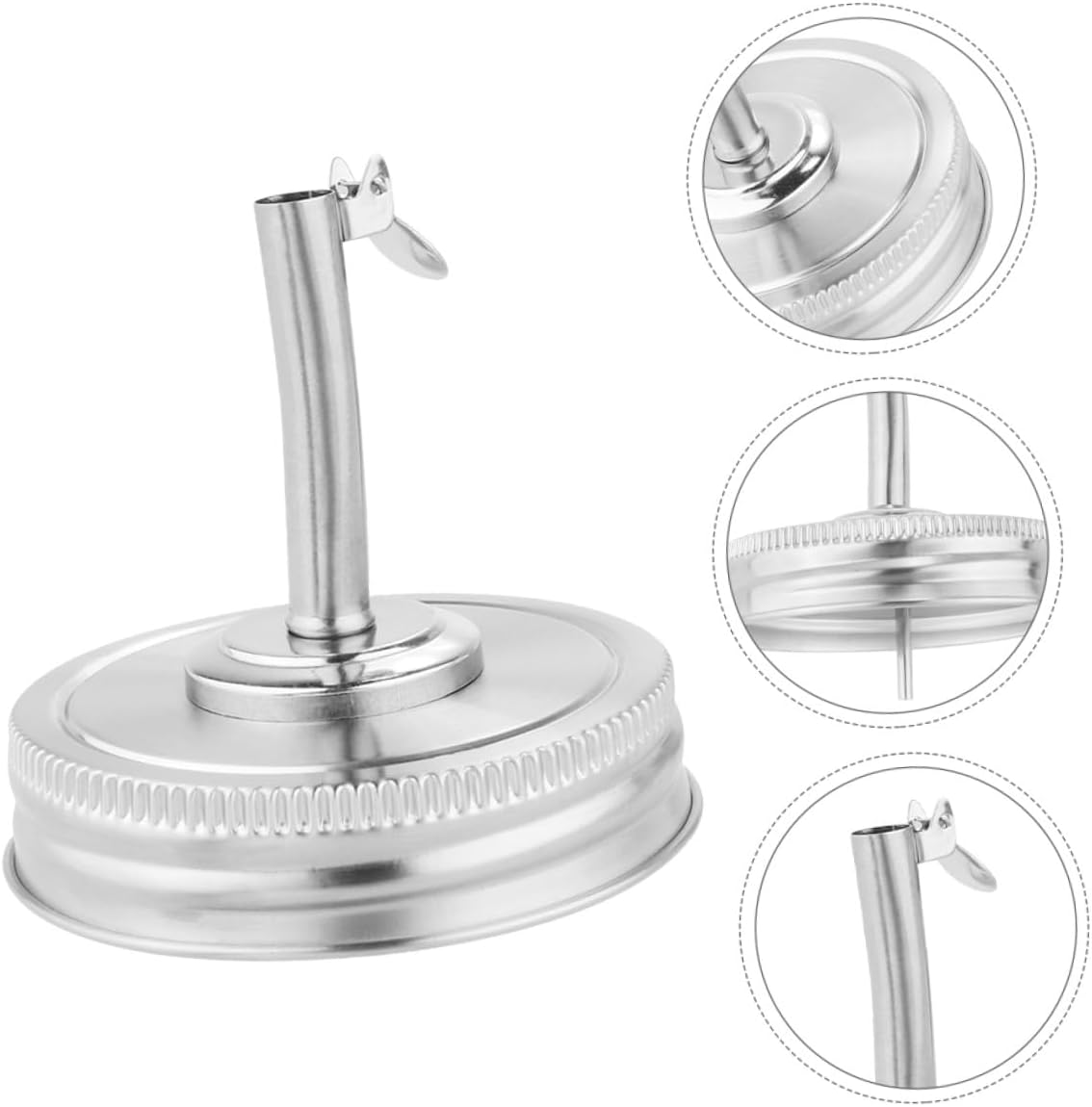 3pcs Stainless Steel Oil Pour Spout Lids for 2.75" Mason Jars, Leak-proof Olive Oil Spout Caps, Soy Sauce and Vinegar Dispenser, Kitchen Canning Jar Covers