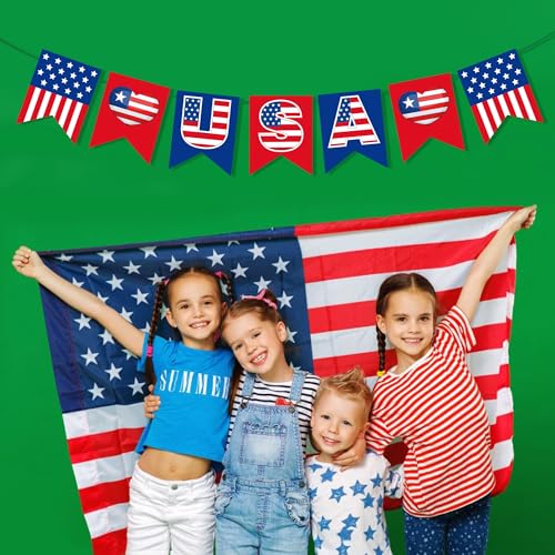 Image of USA Banner, American Independence Day Party Sign Decorations, US Patriotic Theme Supplies, 4th of July Decor