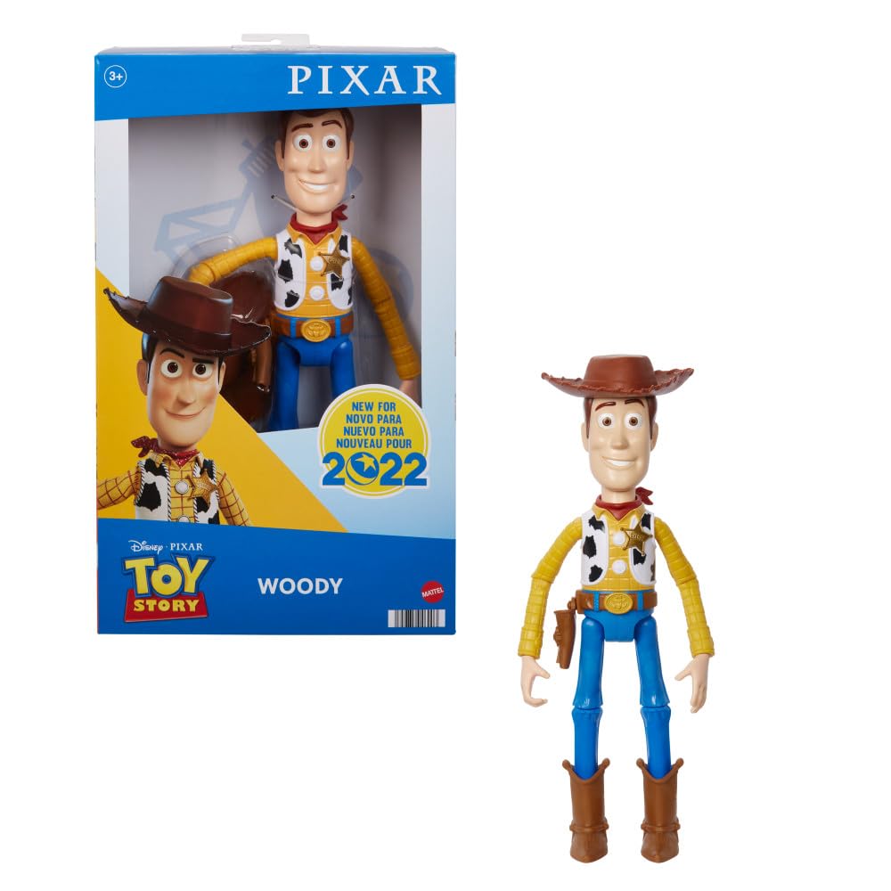 Mattel Disney and Pixar Toy Story Large Action Figure, Posable Woody Collectible in Signature Sheriff Look with Removable Hat, 12-inch Scale