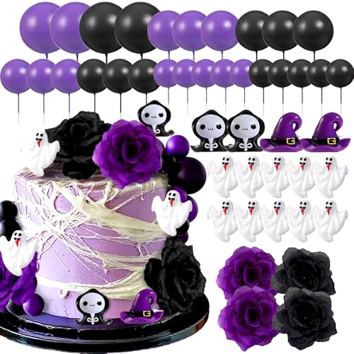 44 PCS Halloween Cake Decoration Witch Ghost Cake Topper Rip Cake Decoration Birthday Decoration for Halloween Party Supplies