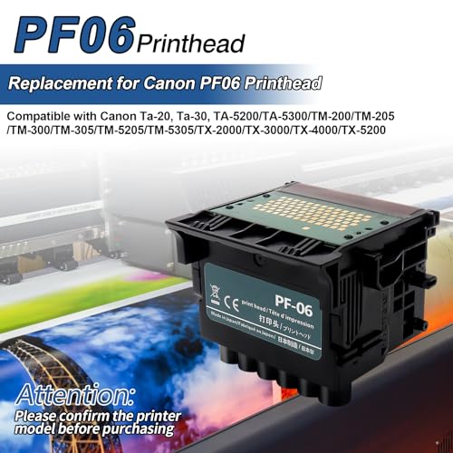 Image of PF-06 Printhead Compatible with Canon Printer Ta-20, Ta-30,TA-5200 /TA-5300 /TM-200 /TM-205 /TM-300 /TM-305 /TM-5205 /TM-5305 /TX-2000 /TX-3000 /TX-4000 /TX-5200, Canon PF-06 Print Head Replacement
