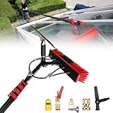 Cepillo telescópico para limpieza - Cepillo con mango telescópico - Limpiador de techos de patio - Pértiga telescópica para limpieza de ventanas - Cepillo para sistemas fotovoltaico(16FT/4.8M)