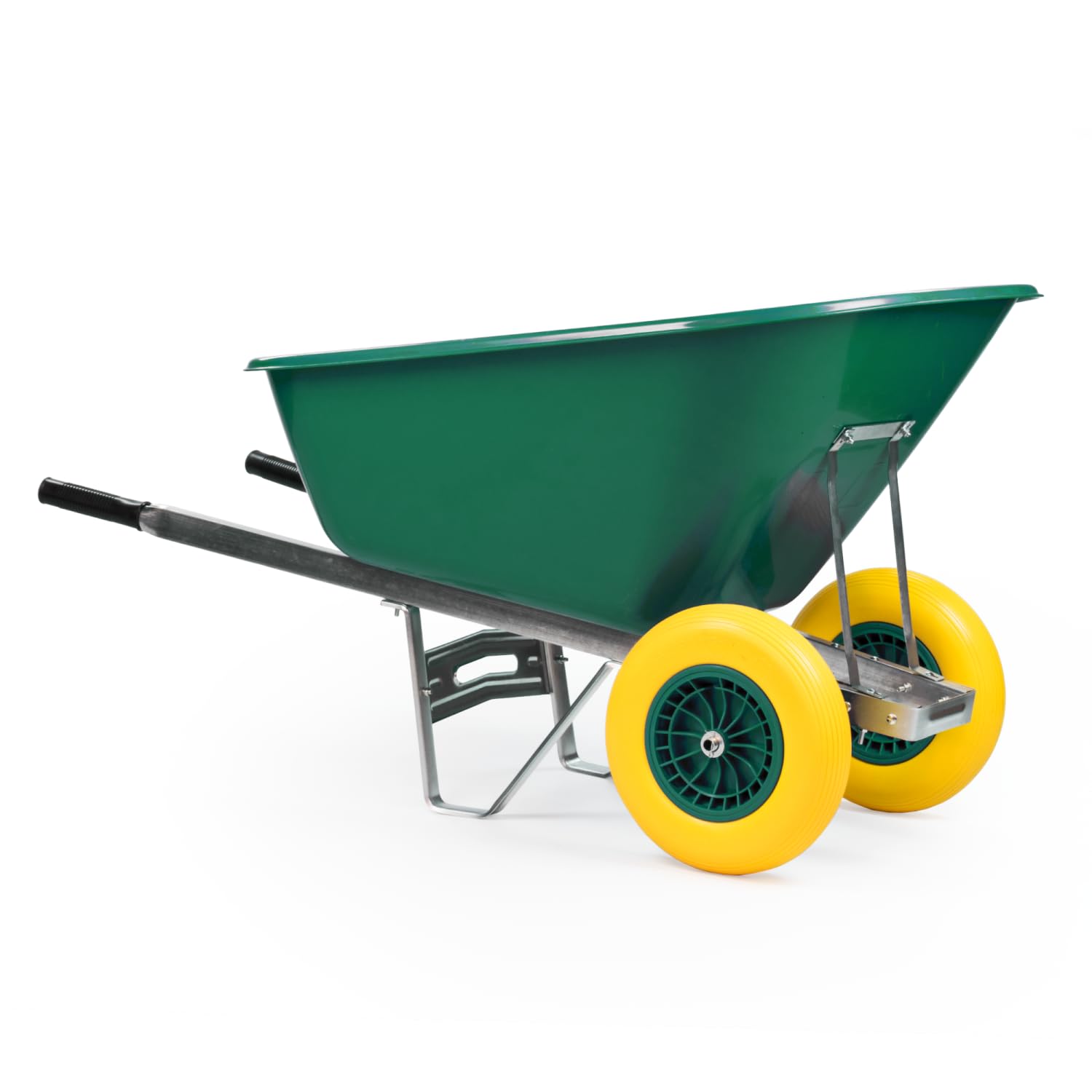KCT 200L Big Wheelbarrow Green Garden Barrow Twin Wheel Puncture Proof Tyre for Builders, Equestrian, Stable Yard, Construction