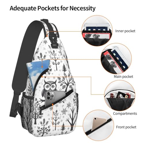 Mochila bandolera con estampado de ramas de búho miniatura 4
