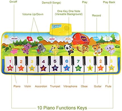 NEWSTYLE Kids Musical Mat, Music Keyboard Piano Mat, 39.5" x 14" Baby Touch Play Mat, Dance Floor Mat Carpet Blanket Educational Musical Toys for Boys Girls Kids - 8 Different Music Instruments 7 51S3OL6ky1L. AC