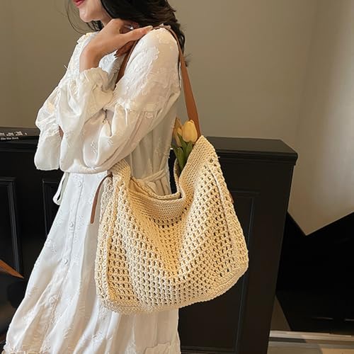 Beach Bag for Women Large Tote 2025 Woven Cotton Rope Vacation Essentials Waterproof Lightweight for Travel Shopping4