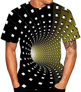 T-Shirt Men Premium Fitted Short Sleeve Crew 3D Printing Gradient Shirt Top Blouse