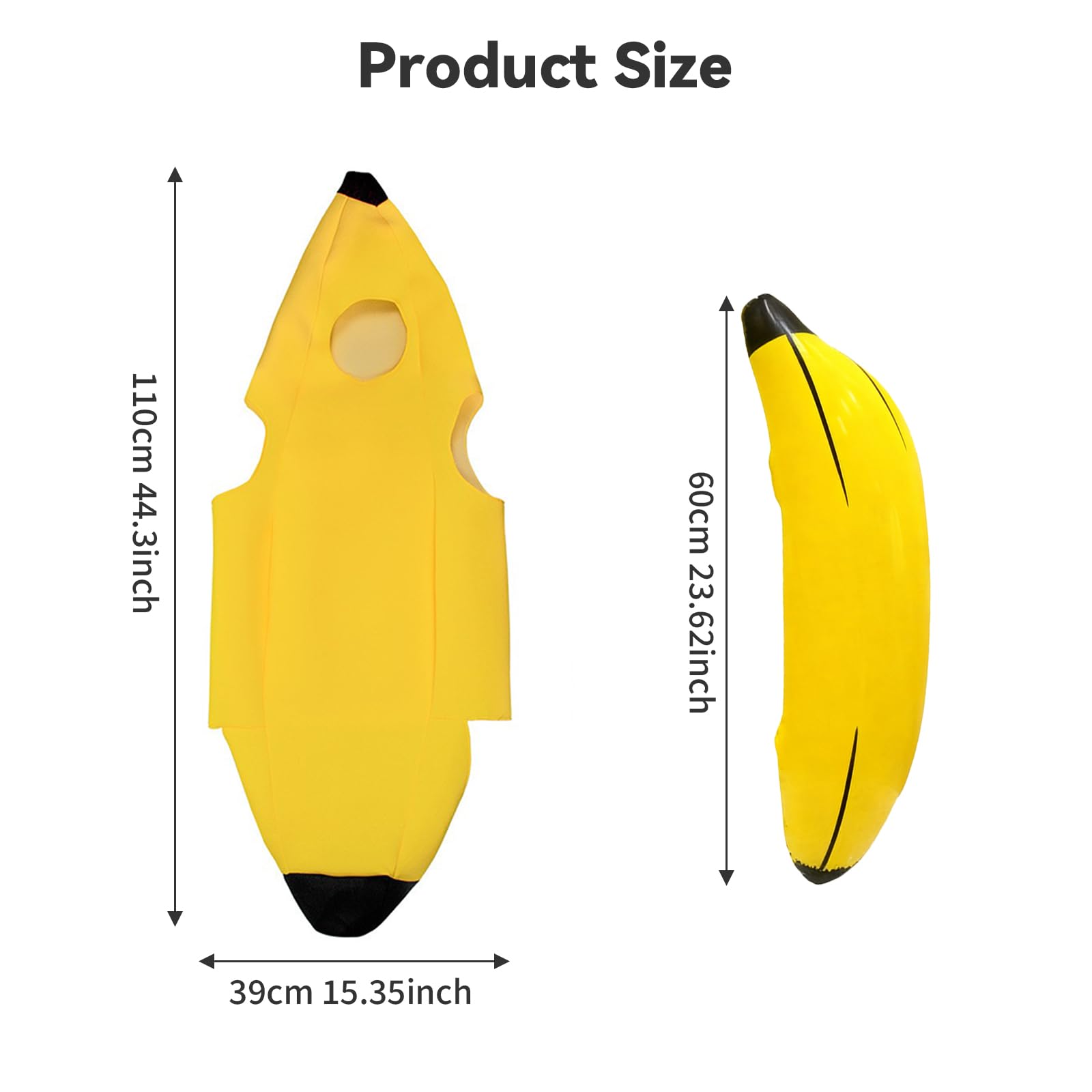 Kostium bananowy, zabawny kostium o lekkim kształcie, zabawna sukienka owocowa dla obu płci, łatwa do zakładania i zdejmowania, jeden rozmiar na imprezy tematyczne, Boże Narodzenie, cosplay