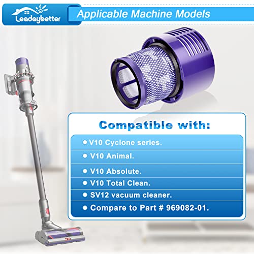 Leadaybetter 2pack Washable Hepa Filter Replacements for Dyson V10 SV12 Cordless Vacuum Cyclone Animal Absolute Total Clean Cordless Vacuum Cleaner, Replace # DY-969082-01 Leadaybetter 2pack Washable Hepa Filter Replacements for Dyson V10 SV12 Cordless Vacuum Cyclone Animal Absolute Total Clean Cordless Vacuum Cleaner, Replace # DY-969082-01