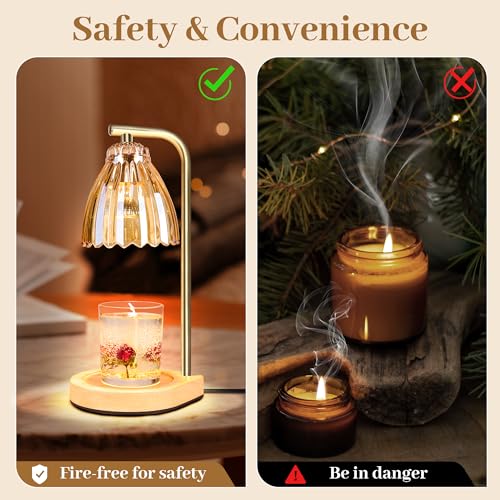 Image of Electric Candle Warmer with Timer,Candle Light Warmer with 2 /4 /8H Timer, Electric Candle Lamp with 2 Bulbs,Dimmable Wax Melting Lamp for Home Decor jar Candles House Warming Gifts New Home Bedroom