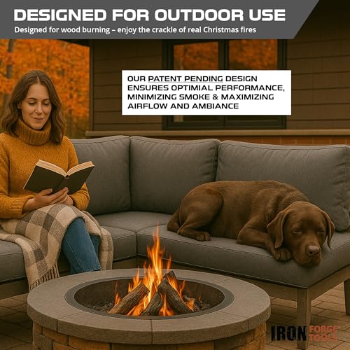 Image of Iron Forge Tools Smokeless Outdoor Fire Pit Ring Insert 30 Inch Round | heavy duty steel, permanent fire pit rings, backyard bonfire, smokeless firepit, 24 inch inner ring, pit liner insert