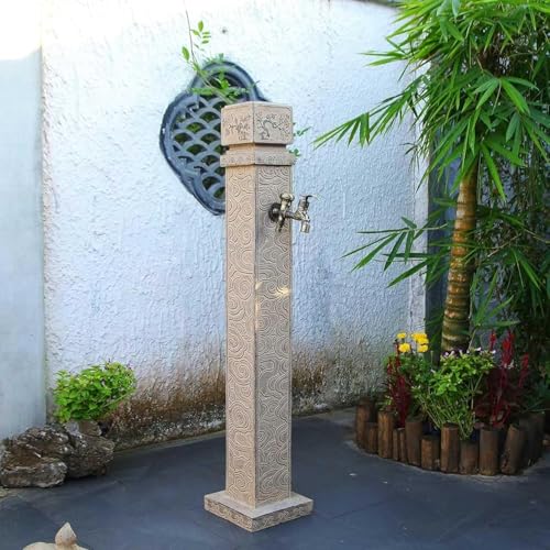 Fuente de agua de jardín al aire libre con grifo para patios traseros y patios