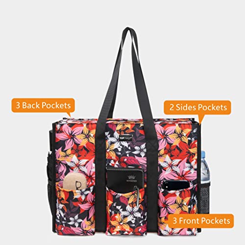 Image of TOPDesign Utility Water Resistant Tote Bag with 13 Pockets, Top Zipper Closure & Thick Bottom Support, for Working Women