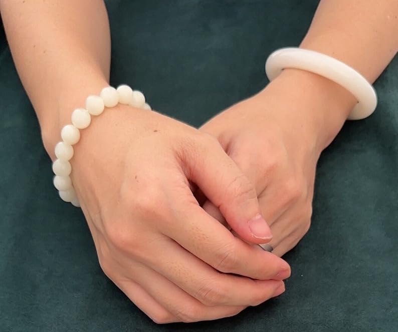 Bracelet jade naturel perles 10mm LKBEADS bijou extensible lithothérapie - 5