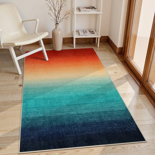 Wonnitar 3x5 Washable Rainbow Gradient Area Rug