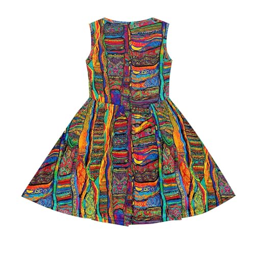 Boho Tribal Girls Sleeveless Dress with Pockets African Print 2-14Y2