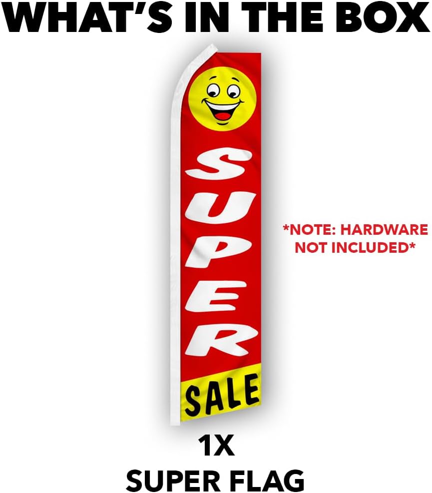 Super Sale Happy Face Swooper Feather Flag - Great for Furniture Stores, Dealerships, and Businesses