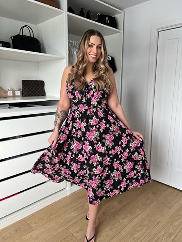 Image of Scarlet Darkness Summer Dresses for Women 2026 Floral Corset Dress Long Milkmaid Dress with Pocket