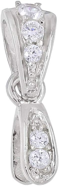 Sterling Silver CZ Pendant Pinch Bail Clasp Connector Slider for DIY Jewelry Pendant