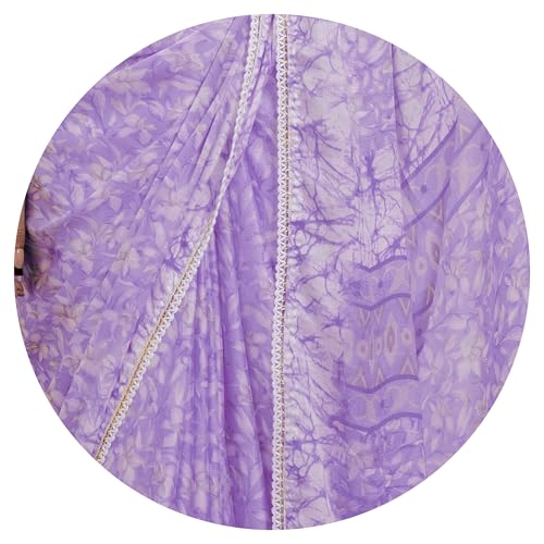 Image of MIRCHI FASHION Women Saree Floral Print Chiffon | Lightweight Festive Occasion Sari for Farewell and Functions with Unstitched Blouse Piece