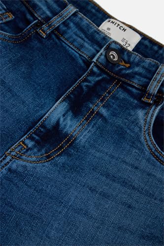 Image of SNITCH Men Casual Jeans | Straight Fit Mid Rise Solid Washed Pattern | Durable Cotton Blend & Stretchable Denim Fabric, Work & Social Outings
