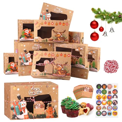 24 PCS Christmas Cookie Box for Gift Giving Baking Box