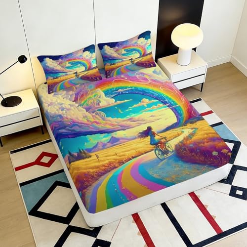 Linge de lit arc-en-ciel en microfibre durable pour matelas 90x200 - 6