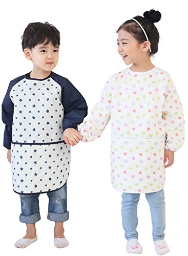 image for Plie Kids Painting Apron – Waterproof Long Sleeve Art Smock for Todd