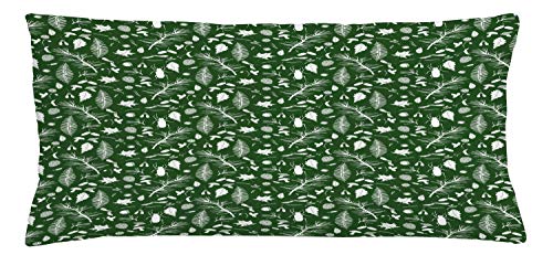 ABAKUHAUS Woodsy Housse d’oreiller, Graines Feuilles Brindilles Beatles, avec Fermeture à glissière cachée, 90 x 40 cm, Dark Forest Vert Blanc - Les Beatles, Paul McCartney, John Lennon, RIngo Starr, George Harrison ABAKUHAUS Woodsy Housse d'oreiller, Graines Feuilles Brindilles Beatles, avec Fermeture à glissière cachée, 90 x 40 cm, Dark Forest Vert Blanc