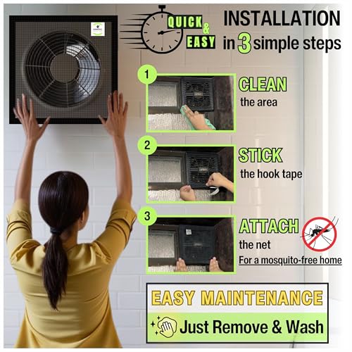 Image of ARMORX Mosquito Net for Exhaust Fan, Bathroom, Kitchen & Ventilation Window | Pre Stitched Ready-to-Use | Blocks Mosquitoes Insects Lizards | White - 35x50 cm / 14x20 inch